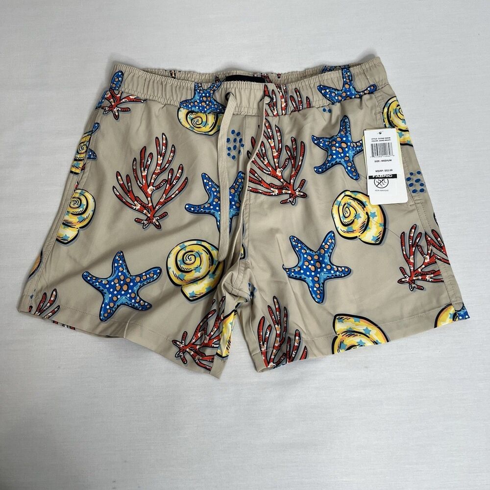 Malibu Mens Swimwear Shorts Size M Swim Trunks Drawstring Pockets Mesh Lined